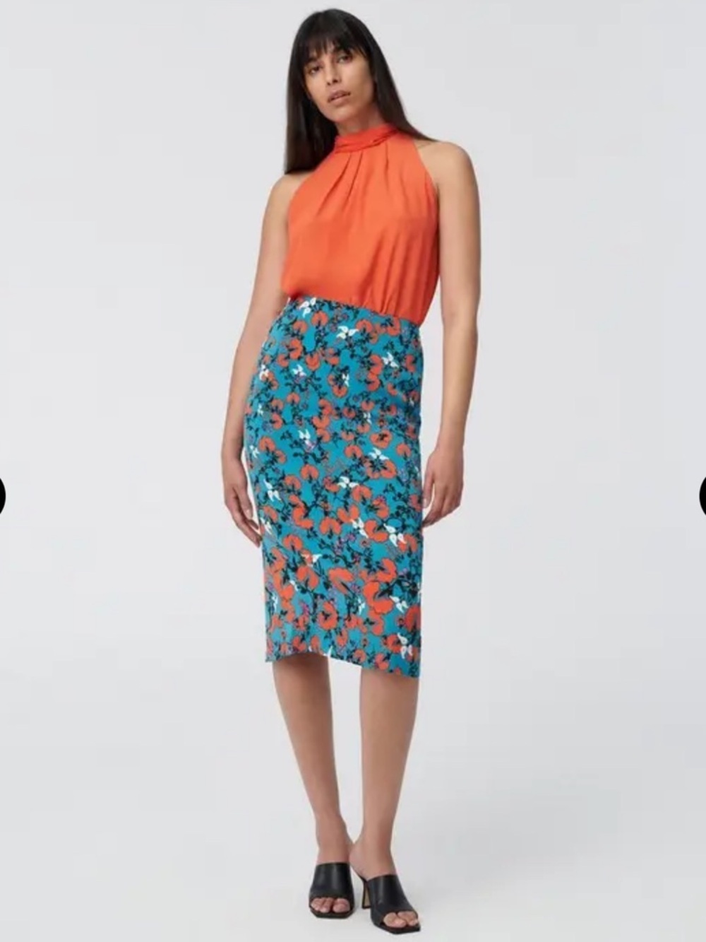 DIANE VON FURSTENBERG
New Kara Silk-Cady Pencil Skirt In Marisol Size 14